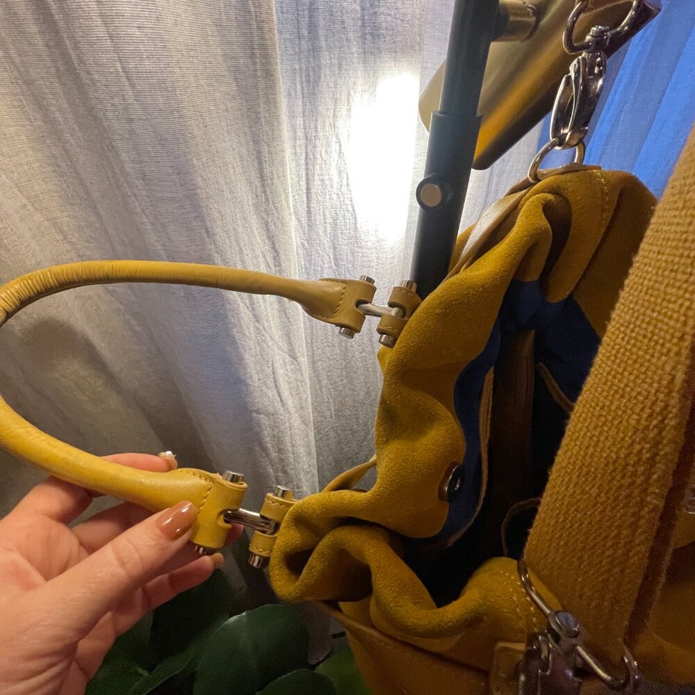 NINE WEST hobo‎ bag golden suede good condition silver hardware medium preppy - Picture 9 of 12